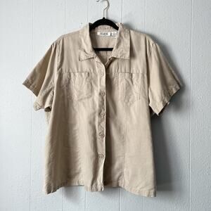 Selene Sport Womens Shirt 2X Linen Blend Casual Beach Nautical Summer Breathable